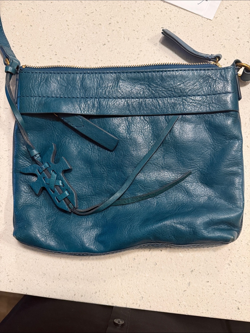 Frye Blue Leather Crossbody Bag
